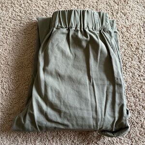 Green Elastic Waist Cargo Pants